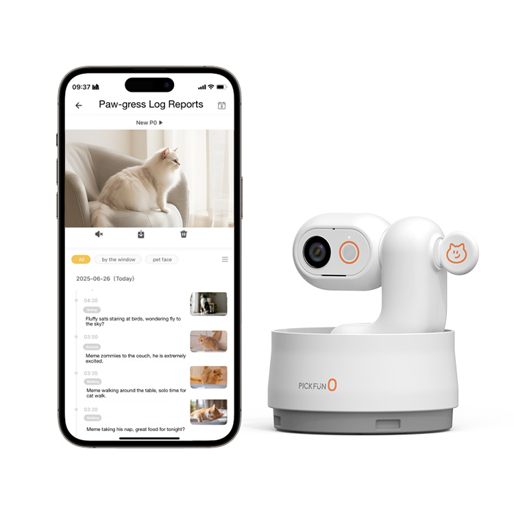 PICKFUN AI PET COMPANION, ai pet camera that can regularly reports pet behaviors and create automatic pet reels
